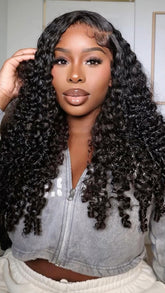 13x6 glueless Burmese curly wig with HD lace and natural pre-plucked hairline