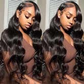 13x6 Glueless Wig Body Wave With Drawstring Natural Black 100% Human Hair Wig