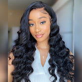 Easy-Wear Glueless 6x6 Pre-Cut Lace Loose Deep Wave Wig With Bleached Knots - Human Hair In Natural Black