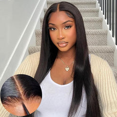 Silky Straight 9x6 Wear Go Glueless Bleached Tiny Knots Pre-Cut Lace Closure Pre Plucked Human Hair Wig