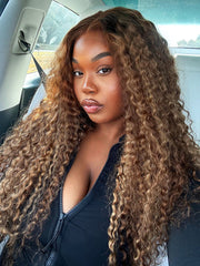 Pre-cut 6x4 Lace Water Wave Wear Go Highlights Ombre Hair Glueless Wig