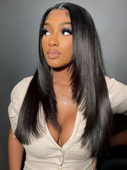 Layered Cut Pre-bleached Straight Hair Wear Go Glueless Wig 9X6 Pre-cut HD Lace Pre-plucked