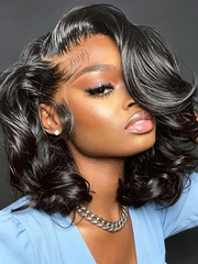 Glueless 13x6 HD Lace Front Bob Human Hair Wigs - 180% Density Body Wave Bob