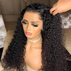 360  Kinky Curly  Invisi Drawstring Wear Go Glueless Pre-Bleached And Pre-Cut Lace Human Hair Wig