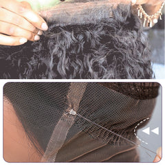 360 Lace Frontal Natural Black Long Straight Wig Free Part Ponytail Style Human Hair Wig