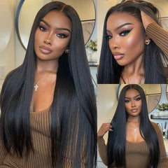 Silky Straight 9x6 Wear Go Glueless Bleached Tiny Knots Pre-Cut Lace Closure Pre Plucked Human Hair Wig