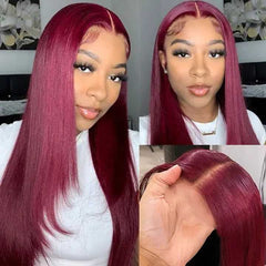 Layered Cut  Yaki Straight  7x5 Lace Pre-plucked Wear Go Glueless 99J  Color  Hair  Wig