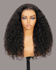 13×6 Glueless Water Wave Wig – Natural Hairline Human Hair Drawstring Wig, Beginner Friendly