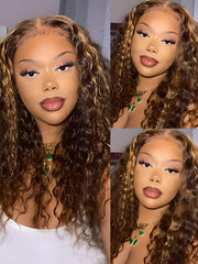 Pre-cut 6x4 Lace Water Wave Wear Go Highlights Ombre Hair Glueless Wig