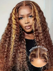 Pre-cut 6x4 Lace Water Wave Wear Go Highlights Ombre Hair Glueless Wig