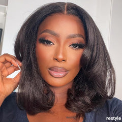 Easy-Wear Glueless 9X6 Pre-Cut Lace Straight  Bob Wig With Bleached Knots - Human Hair In Natural Black With Color Choices