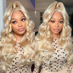 13×6 Glueless Blonde #613 Body Wave Wig – Free Part Lace Front Human Hair