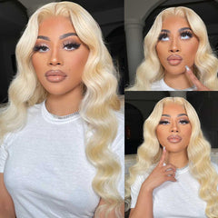 13×6 Glueless Blonde #613 Body Wave Wig – Free Part Lace Front Human Hair