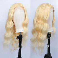 13×6 Glueless Blonde #613 Body Wave Wig – Free Part Lace Front Human Hair