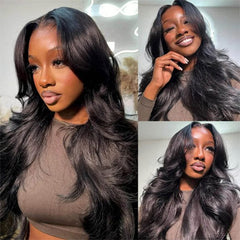 Body Wave Face-Framing Curtain Bangs Layered Cut Pre-Bleached Wear Go Glueless Wig