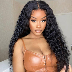 13×6 Glueless Water Wave Wig – Natural Hairline Human Hair Drawstring Wig, Beginner Friendly