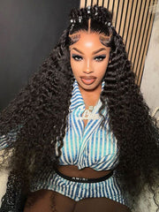 360 Lace Fit Wear Go Pre-Bleached Deep Wave Human Hair Glueless Wig Pre-Plucked