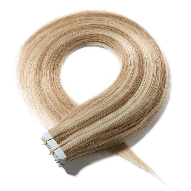 #P18/613 Blonde Highlight Tape In Hair Extensions Invisible Tape Hair 2packs