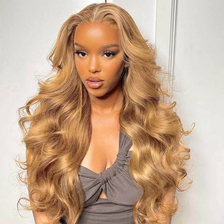 13x6 glueless lace front wig body wave human hair light brown