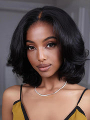 Layered wave bob wig 6x6 glueless lace with pre-cut lace 180 density