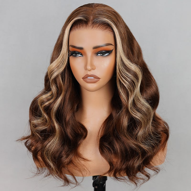 13x4 Lace Frontal Chestnut Brown Highlight Body Wave Pre-Everything Wig